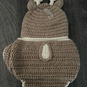 Brown Crochet Animal-Themed baby set